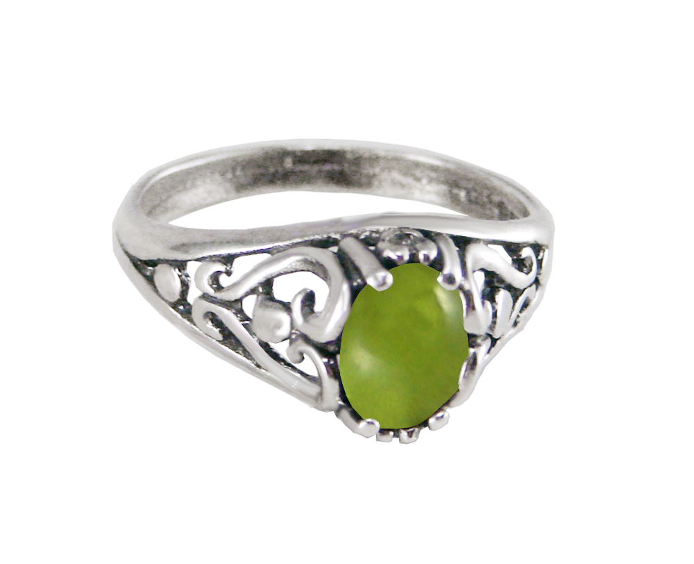 Sterling Silver Filigree Ring With Peridot Size 7